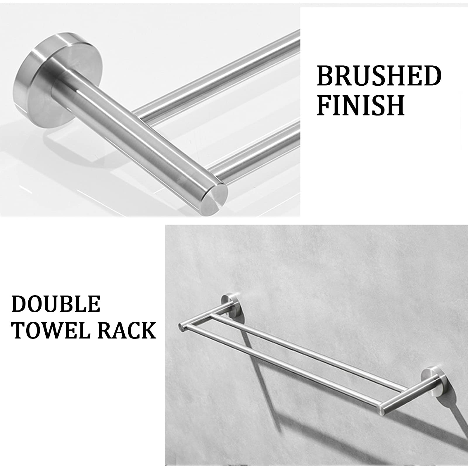 Towel Rack Bathroom Double Towel Rack Brushed Stainless Steel Silver