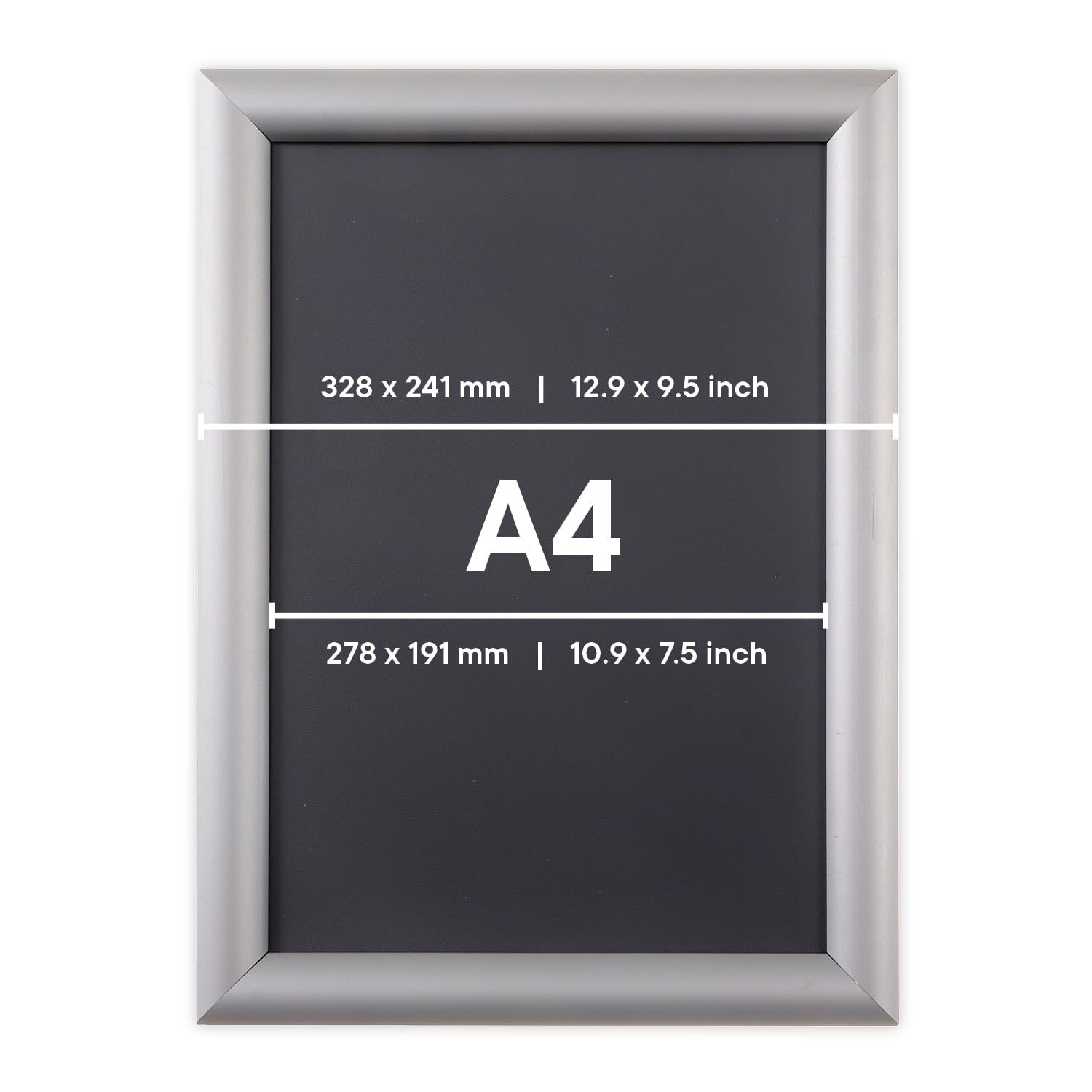 Cadre Clipsable Economy A4 Aluminium Argent - Profil 25x11 Mm - Pour Affiche 21x29,7 Cm - Easy-Click - Hôtel, Bureau, Restaurant