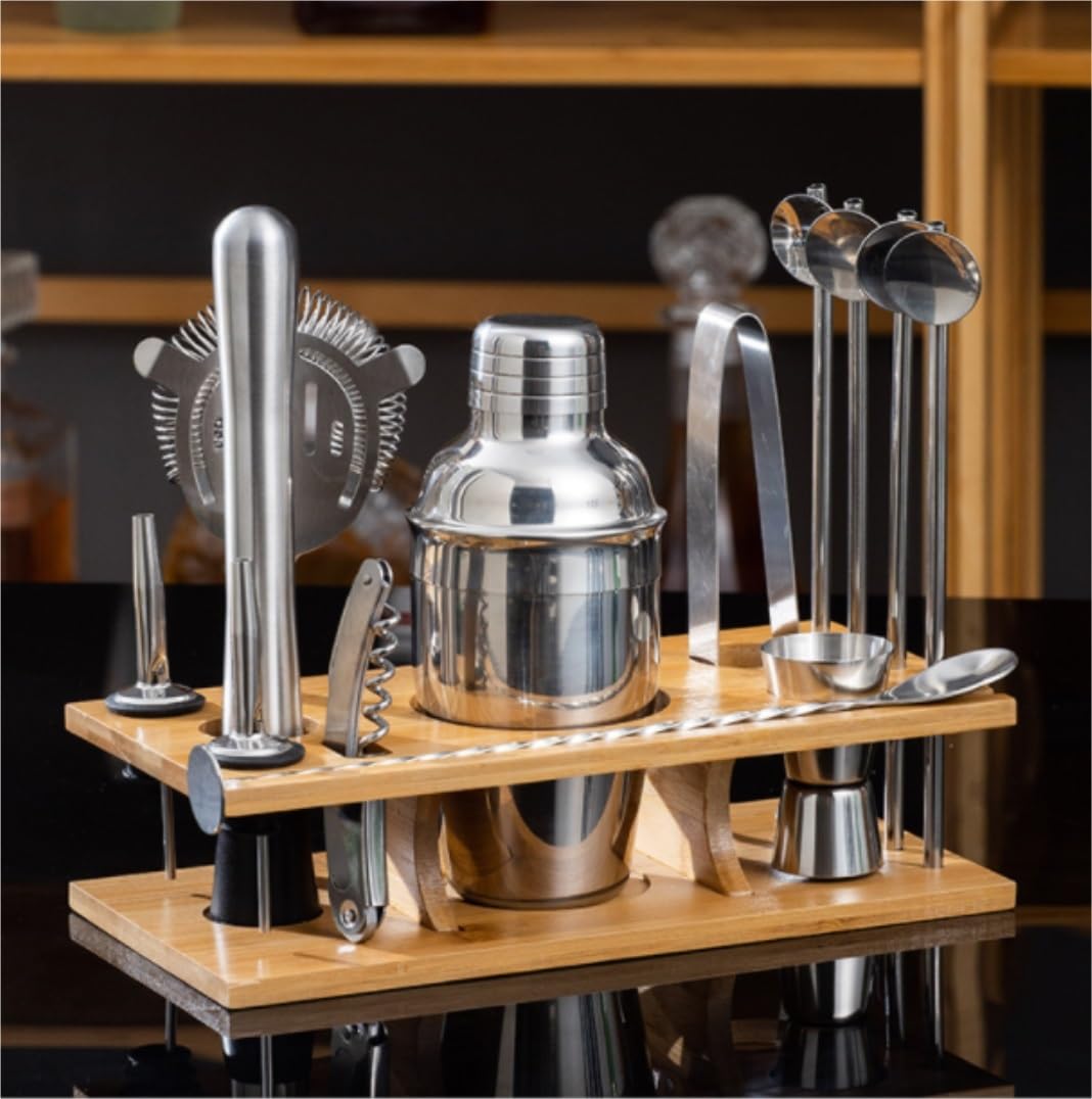 Cocktail Shaker Set Shaker per Cocktail Kit Barista Per Mixer Shaker Per Cocktail In Acciaio Inossidabile Da 14 Pezzi, Set Di Strumenti Con Set Da Cocktail Con Supporto Shaker Cocktail Set Cocktail Se