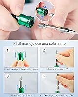 Vista 6 de Katerk - 6 unidades de 1/4 de pulgada con vástago hexagonal de aleación de aluminio para destornillador, ligero, cambio rápido, barra de extensión