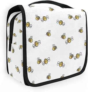 Cute Honey Bee Toiletry Bag Travel Wash Bag Organised Toiletry Bag Hanging Toiletry Bag Gym Camping Toiletry Bag Portable Cosmetic Organiser Bag for Women Girls Kids