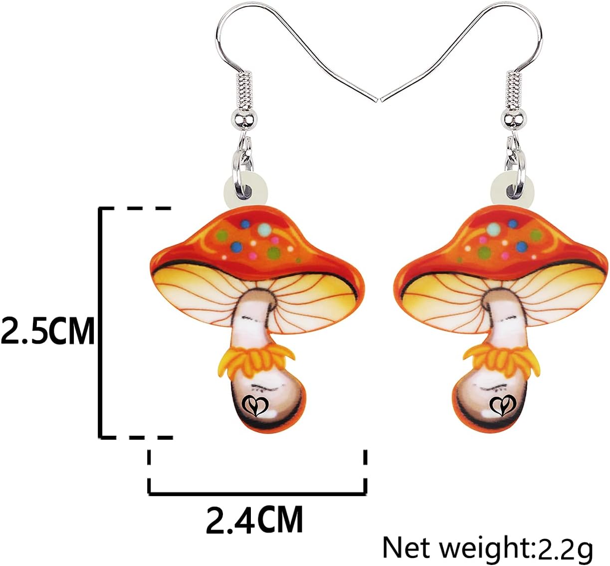 BONSNY Sweet Floral Acrylic Dangle Mushroom Earrings for Women Jewelry Gifts Novelty Funny Charms - Image 5