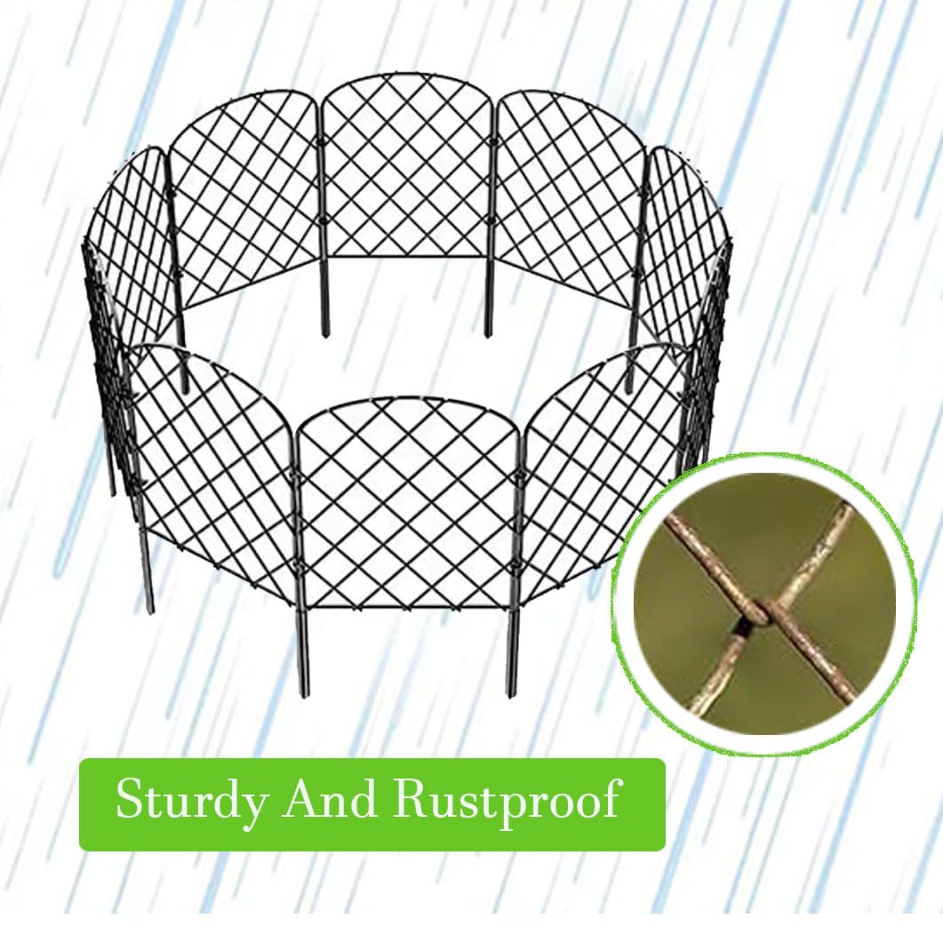 Recinzione Da Giardino Per Animali 10 Pezzi – 3,3 M X 61 Cm, Spaziatura 3,7 Cm, In Metallo Antiruggine