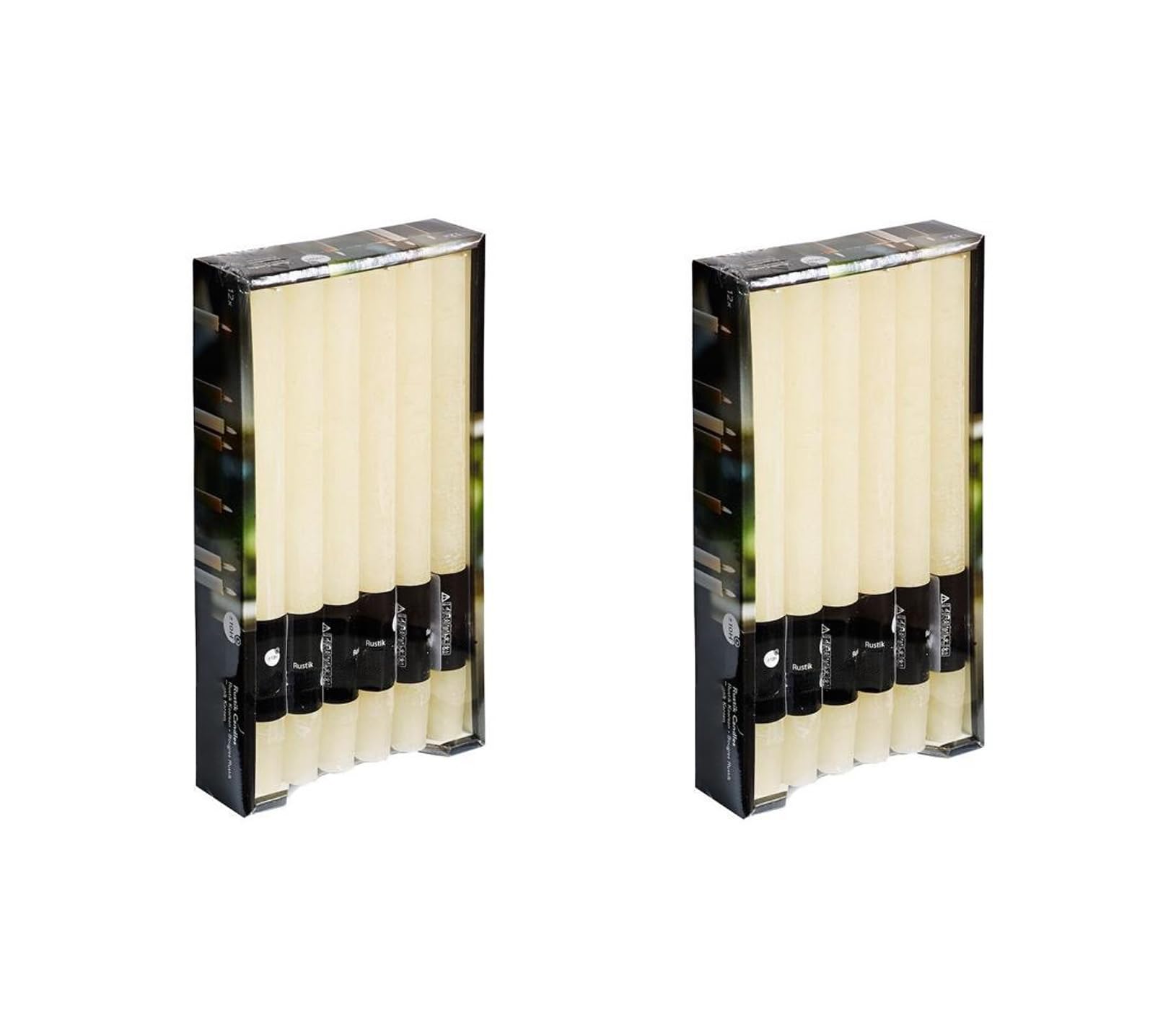 Stabkerze Kerze Rustic 2 x 12er-Set (24 Stabkerzen) – Brenndauer: 8 Std., rußfrei – für Kerzenständer, Kerzenhalter - Kerze, Adventskranz, Advent, Weihnachten, Deko, Gastro, Hochzeit - (Elfenbein)