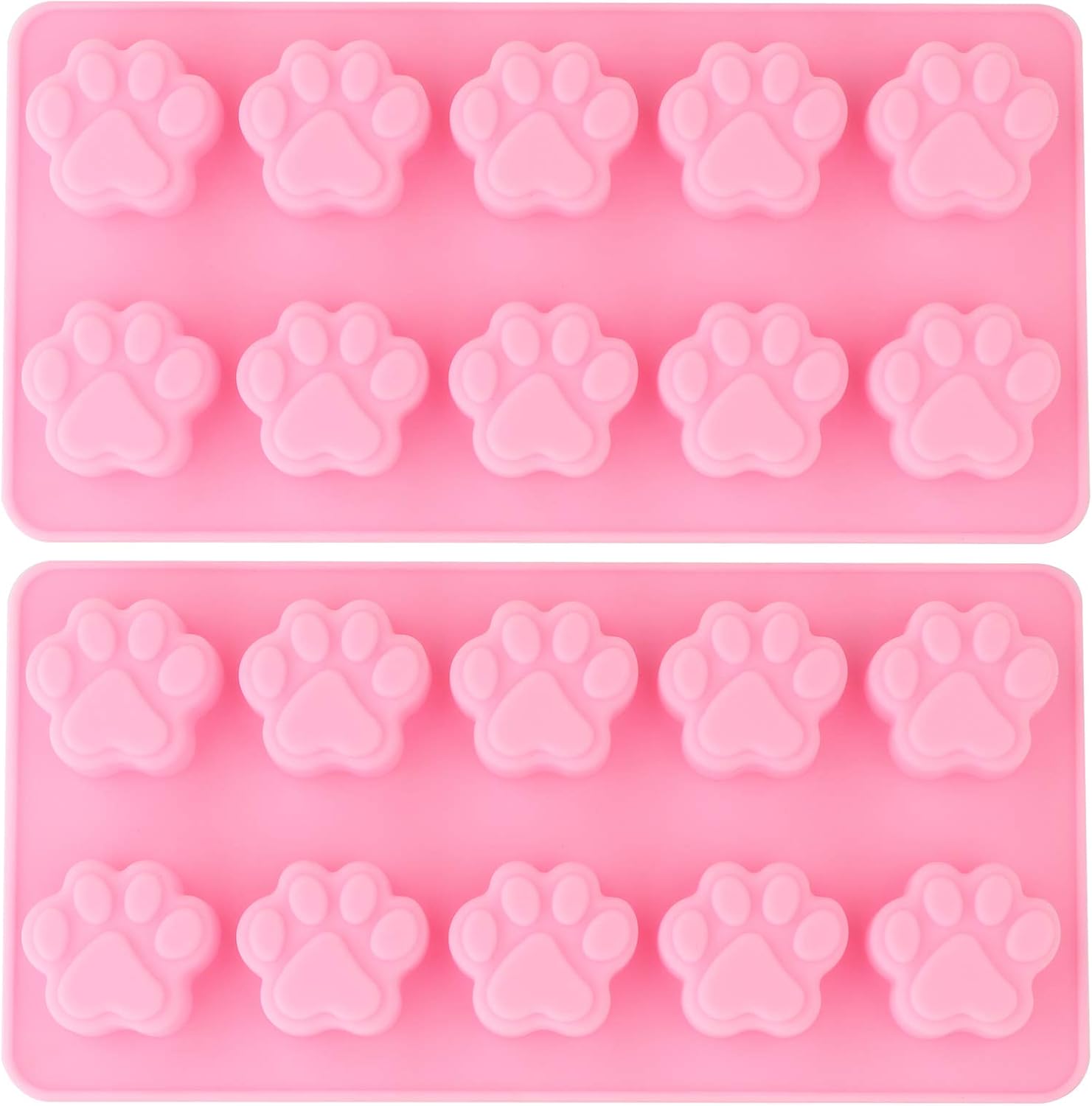 WARMBUY Silicone Paw Molds for Dog Treats Candy Chocolate Making, 2 Pack | animal foot feet shape