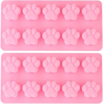 WARMBUY Silicone Paw Molds for Dog Treats Candy Chocolate Making, 2 Pack | animal foot feet shape