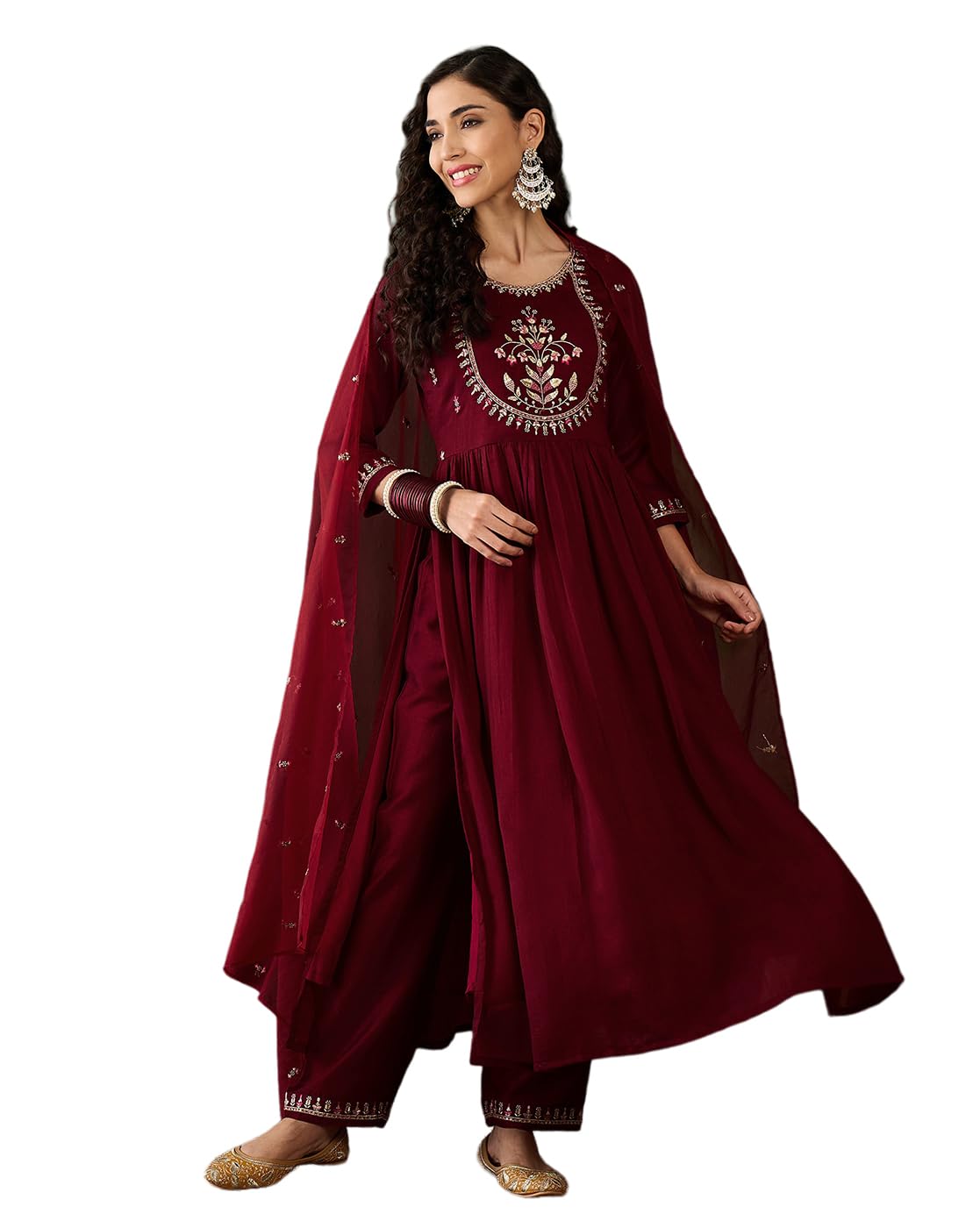 Women Vichitra Zari Sequence Embroidered Kurta with Pant and Dupatta Set | Kurta Set-image-11