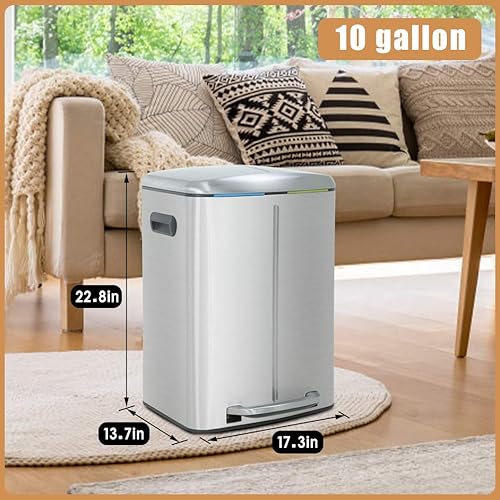 Miniatura 7 de Bote de basura automático de plástico de 13 galones con tapa para dormitorio, baño, oficina en casa, cubo de basura sin contacto con sensor de cubo