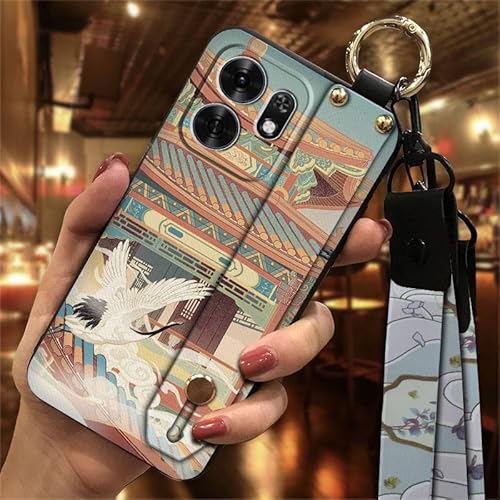 Phone Case Compatible with Honor Play60A, Anti-dust Wrist Strap Lanyard Ring Durable Silicone Anti-knock Design Kickstand Back C