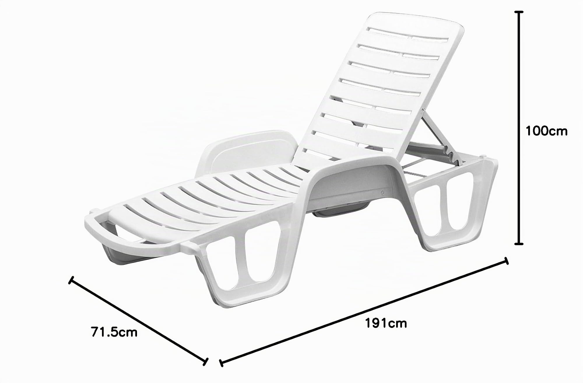 IPAE PROGARDEN - Lettino Fisso Impilabile, Bianco, 71 x 192 x 100 cm
