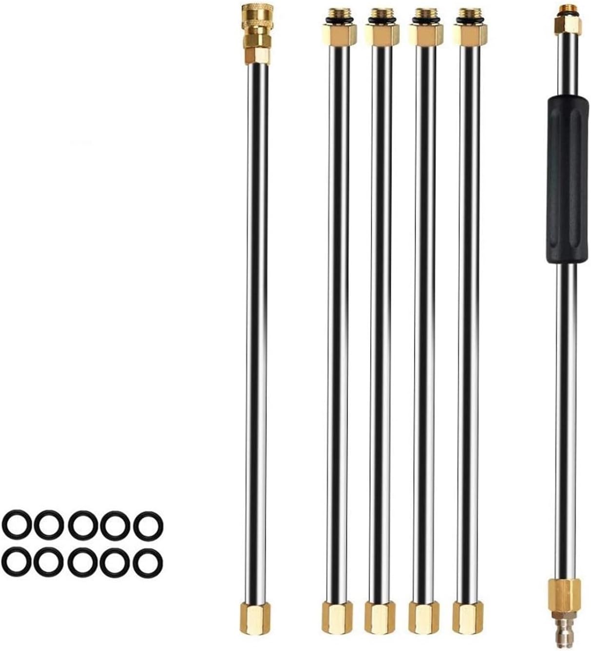 Car Washer Metal Jet Water Spray Lance Extension Wand Nozzle,Compatibility For Karcher K Series Powerful Pressure With 5 Quick Nozzles(Gold)