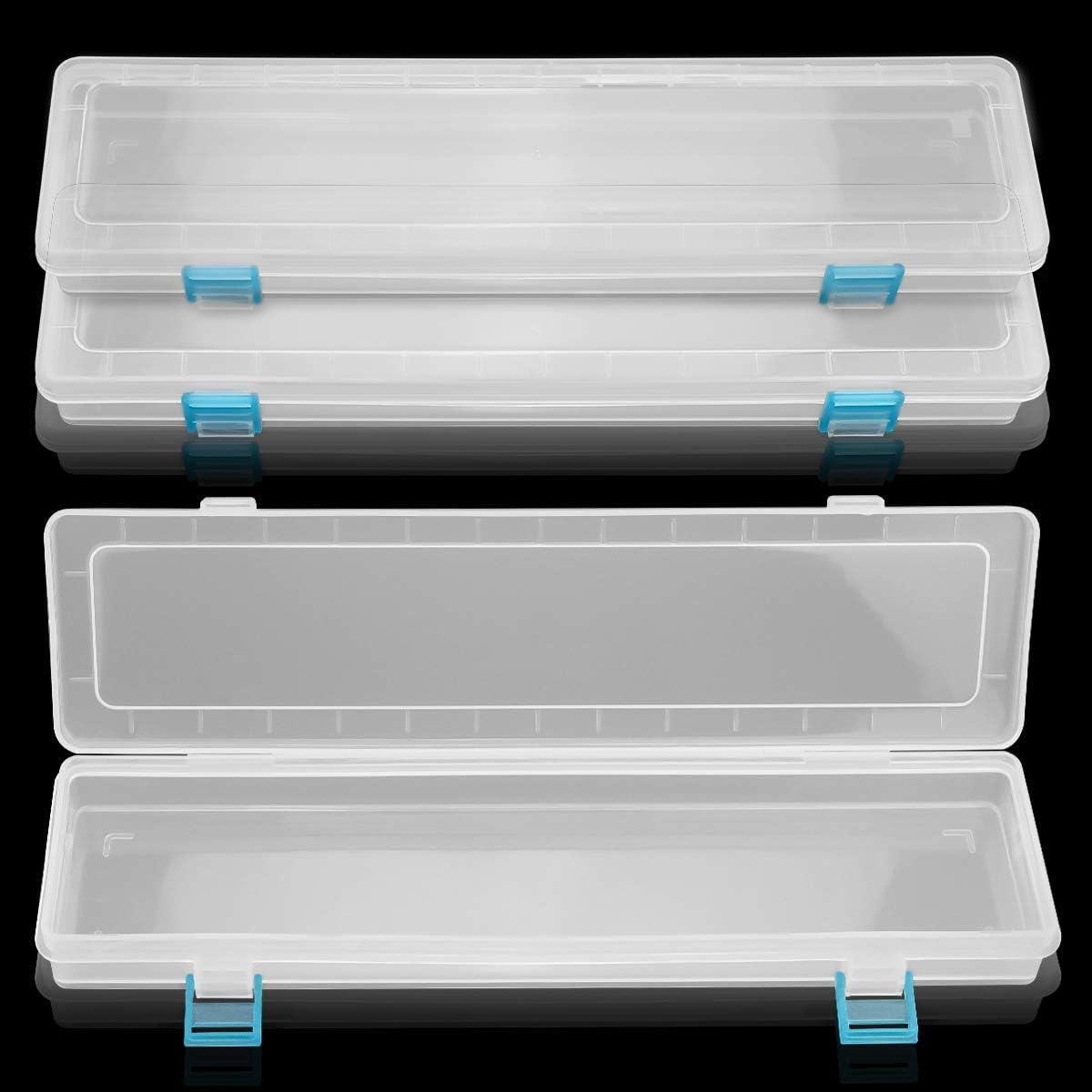3 Pack Translucent Plastic Paint Brush Holder, Long Paint Brushes Watercolor Pens Pencils Drawing Tools Storage Box Container Case(13" x 2.8" x 1.4")
