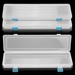 3 Pack Translucent Plastic Paint Brush Holder, Long Paint Brushes Watercolor Pens Pencils Drawing Tools Storage Box Container Case(13" x 2.8" x 1.4")