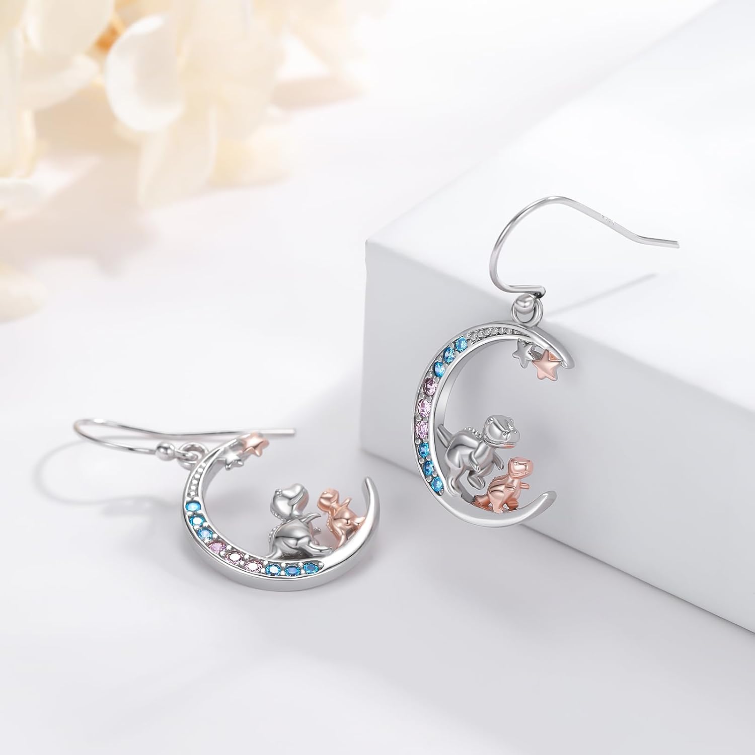 Leverback Earring for Women Girls Sterling Silver Dangle Drop Hoop Earrings Celtic Moonstone/Animal/Ankh Lever Back Hoops for Women Teens Birthday Anniversary Earrings Hypoallergenic - Image 5