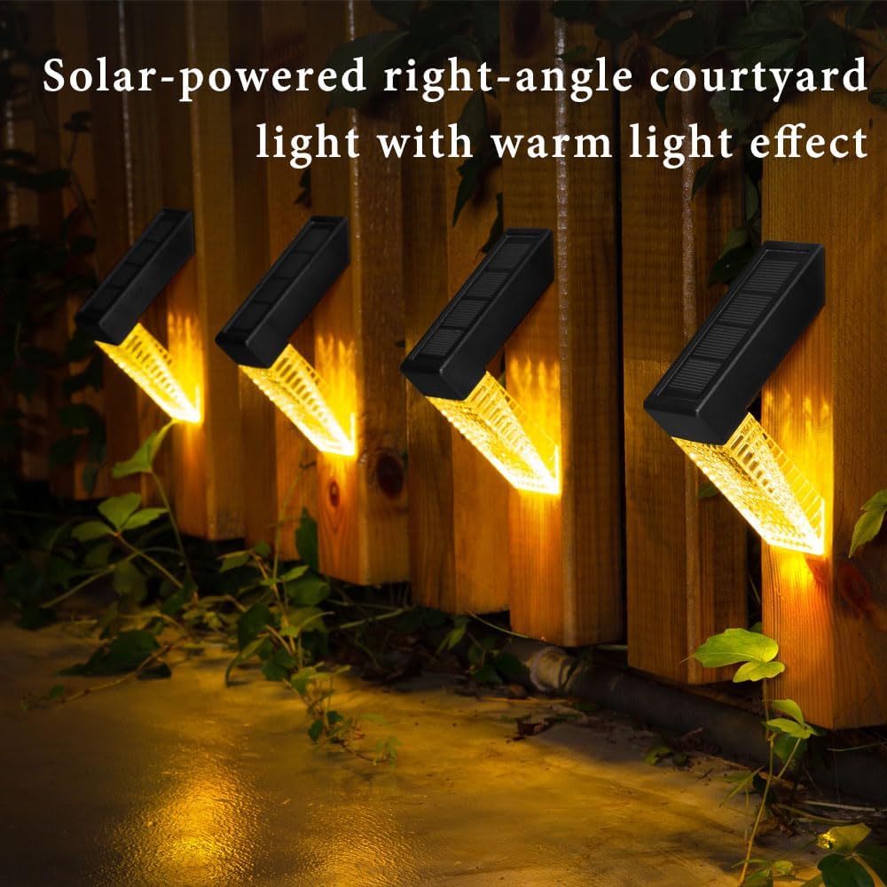 Solar Stair Lights IP65 Solar Step Light for Outdoor Stairs Waterproof for Rain Snow Lights for Patio Garden Porch Deck Front Step (Warm+RGB-4Pack)