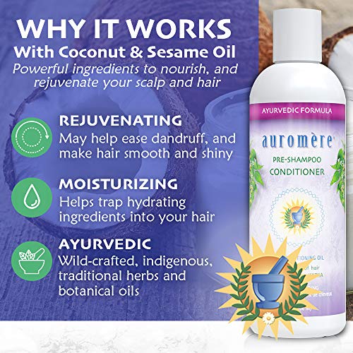 Auromere Ayurvedic Pre-Shampoo Conditioner - All Natural Hair Conditioning Oil For All Types Of Hair W/Sesame Oil, Coconut Oil, Ginger Lily, Castor Leaf, Exctracts Of Neem And More - 7 Fl Oz #TOP3