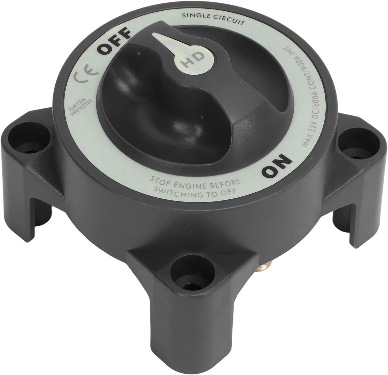 600A Master Battery Power Cut Disconnect Switch Isolator Single Circuit ON Off IP66 Waterproof 3 Studs for RV Boat