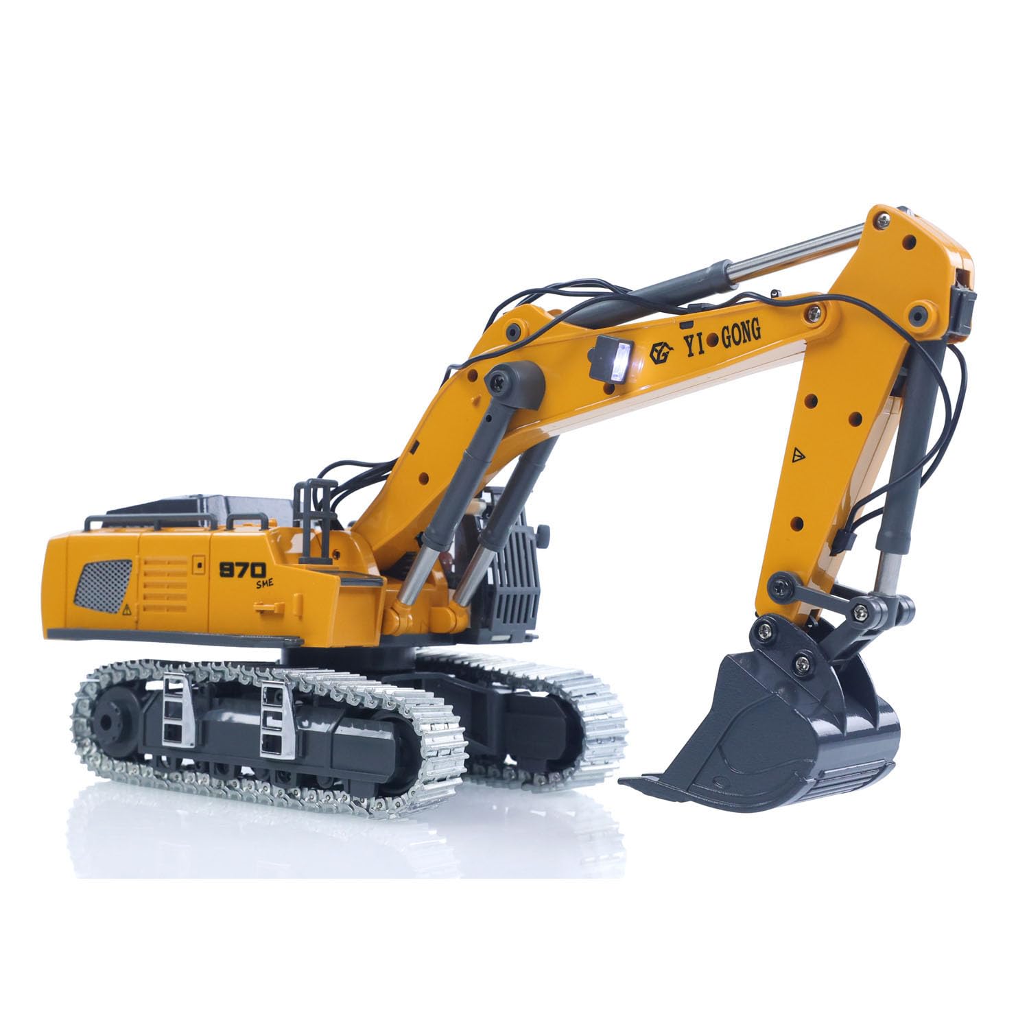 Escavatrice telecomandata K970 1/50 RC - Pelleteuse elettrica - Secchio in metallo - Suono leggero - Batteria RTR - Giocattolo ingegneria per adulti giallo