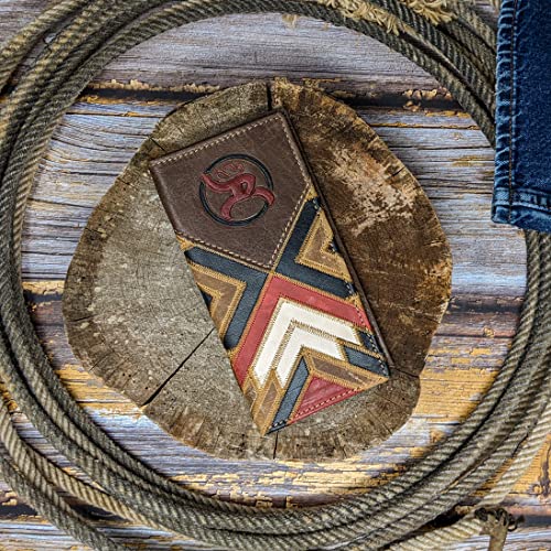 HOOEY Leather Men's Western Rodeo Wallet (Patchwork - Red/Black)4