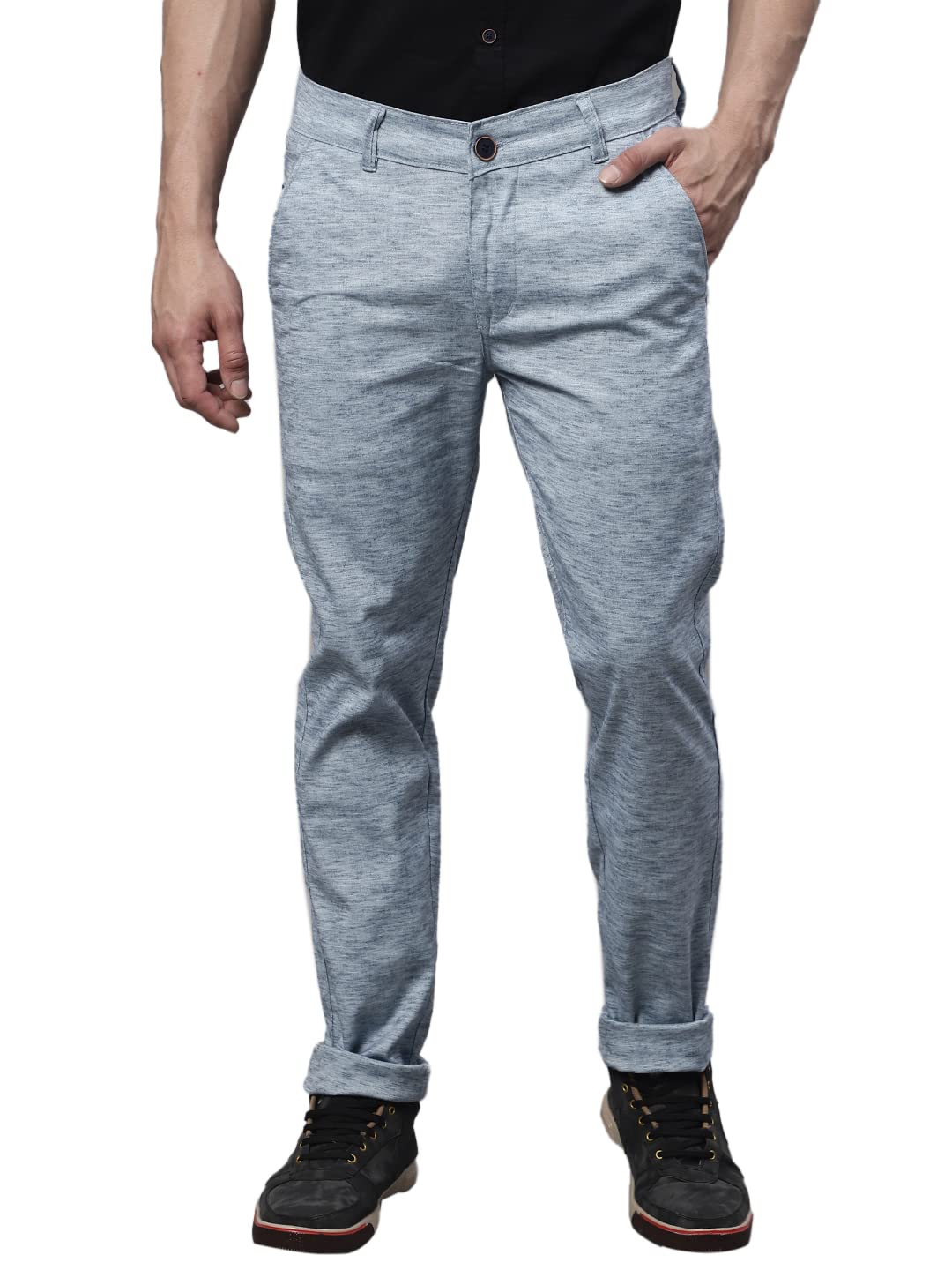 majestic man Men's Slim Fit Mid Rise Casual Comfortable Trousers-picture-25