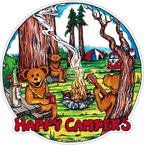 Happy Campers - Window Sticker Decal (4.5  X 4.5 )