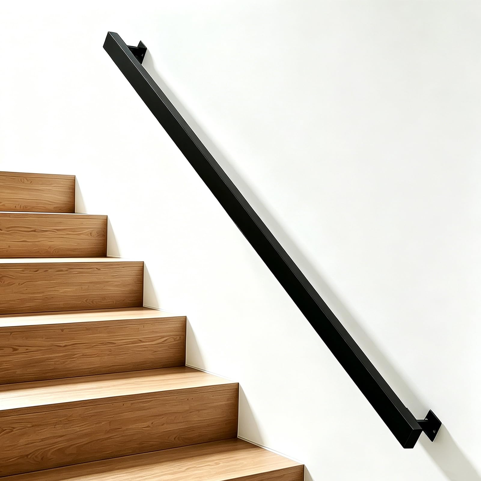 Rampe d'escalier intérieure fer forgé 520 cm avec support mural mat