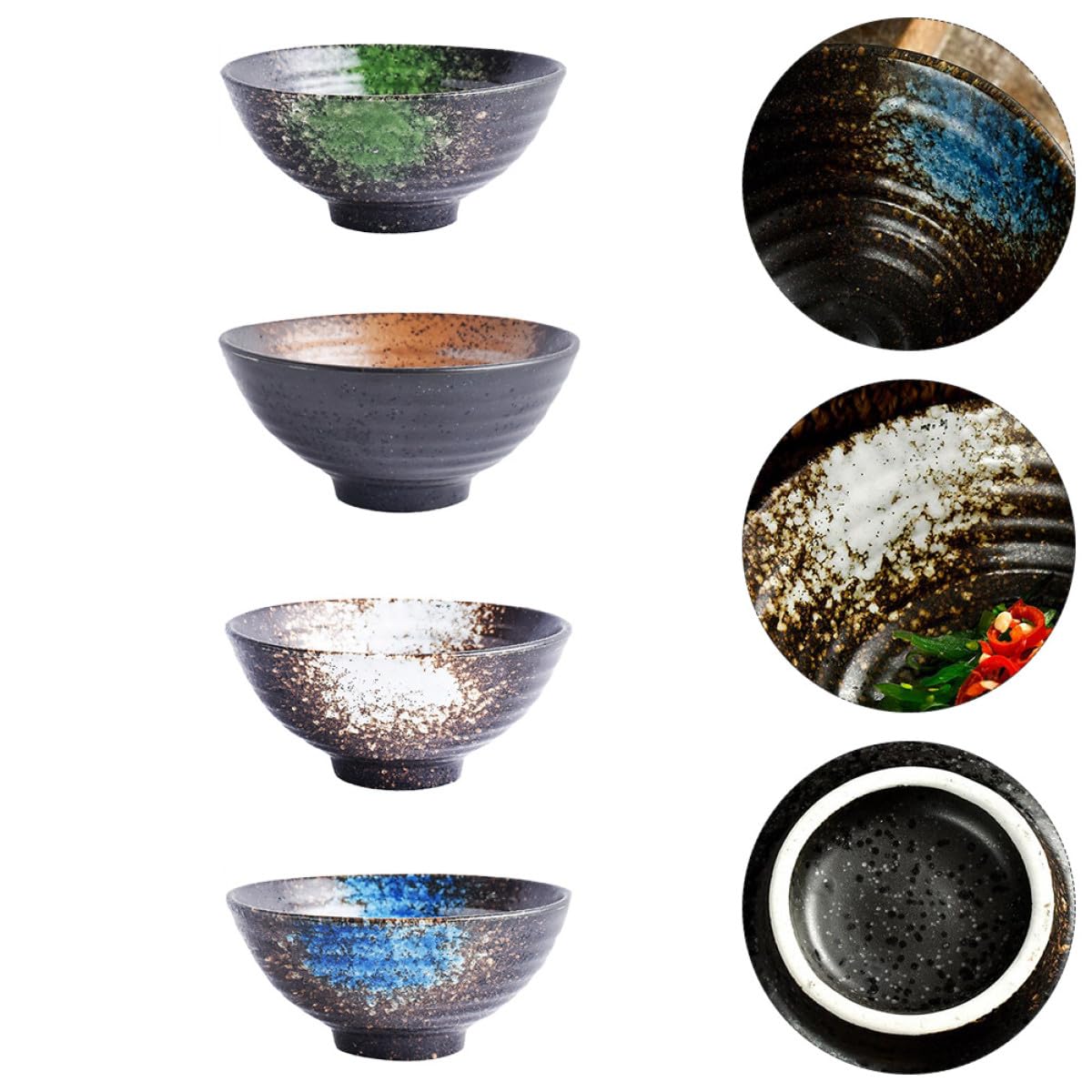 ABOOFAN Cuencos de Cerámica Juego de Surtidos Color Aleatorio Estilo Japonés Fácil de Limpiar y Apto para Comidas Frías o Calientes para Ramen y Sopa