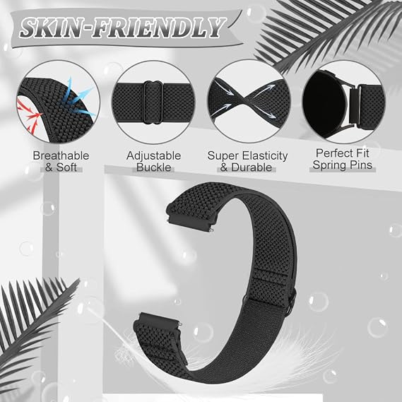 Elastic Watch Straps Compatible with Casio F-91W/F-84/F-94/F-105/F-108/AE-1200/W-217H/W-218H/A-158W/A-168W/SGW-300H/W-800H, Adjustable Stretchy Sport Strap Comfortable Nylon Replacement Band