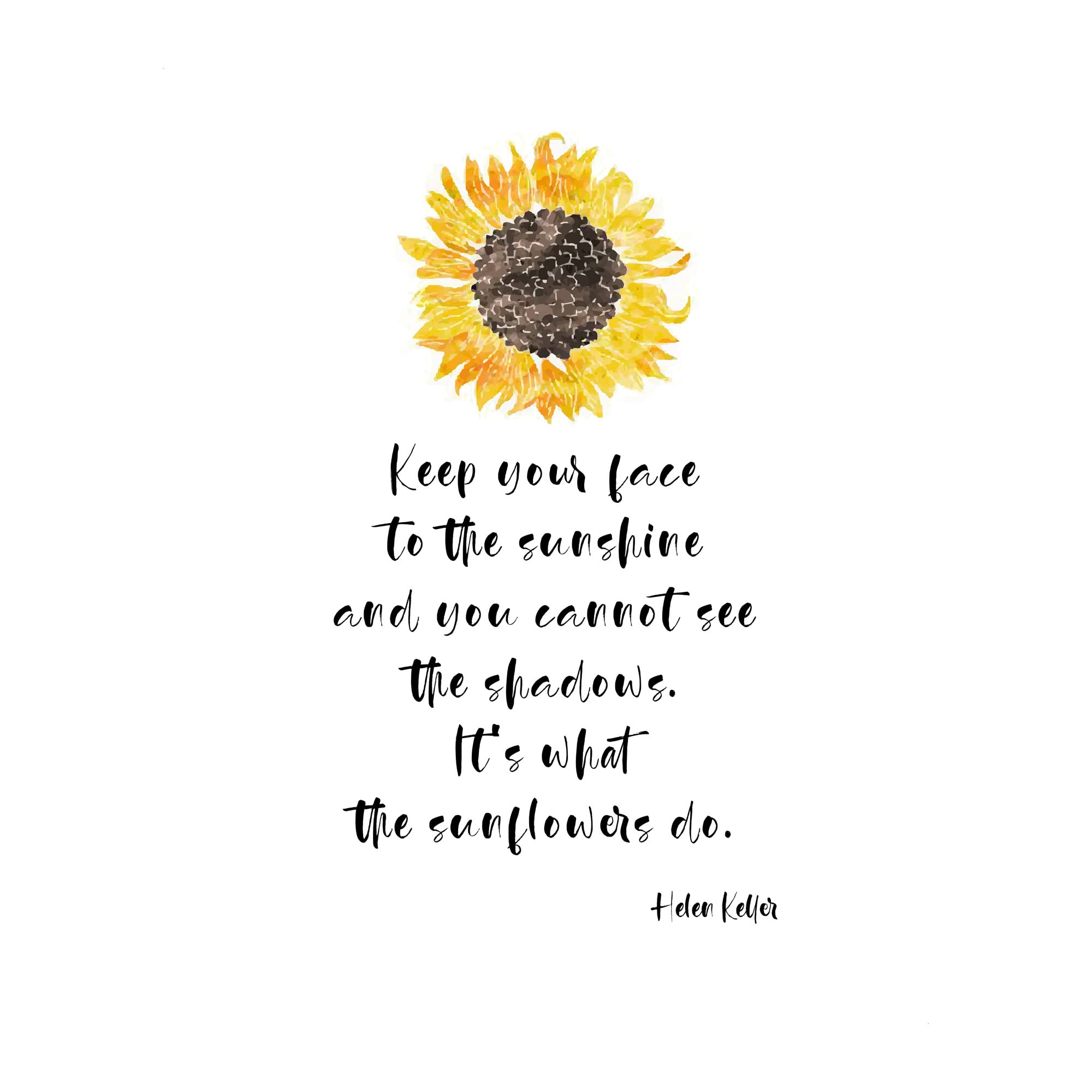 "Face the Sunshine" Motivational Wall Decor Print - 8x10" Sunflower Art Ideal For Living Room Decor, Office Desk Decor, Bedroom Wall Art, or Dining Room Wall Decor. Unframed