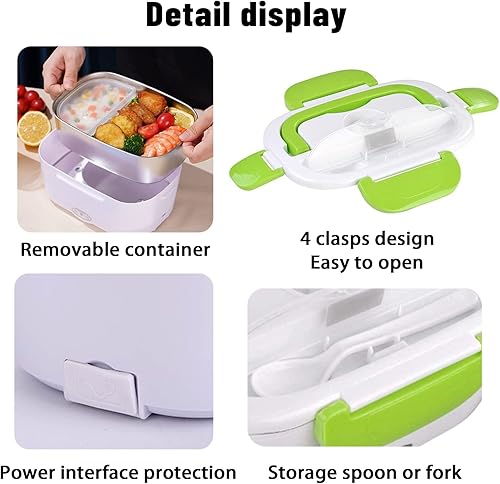 Miniatura 3 de Fiambrera eléctrica 2 en 1, calentador de alimentos 12 V, 24 V, 110 V, calentador de alimentos portátil para automóvil y hogar, caja Bento térmica