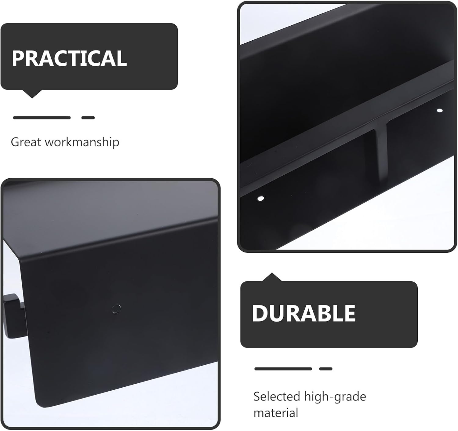 Stainless Steel Wall Mounted Toilet Paper Holder, Punch-Free Double Roll Paper Towel Holder with Phone Shelf for Bathroom, Rust-Resistant Black Toilet Tissue Rack