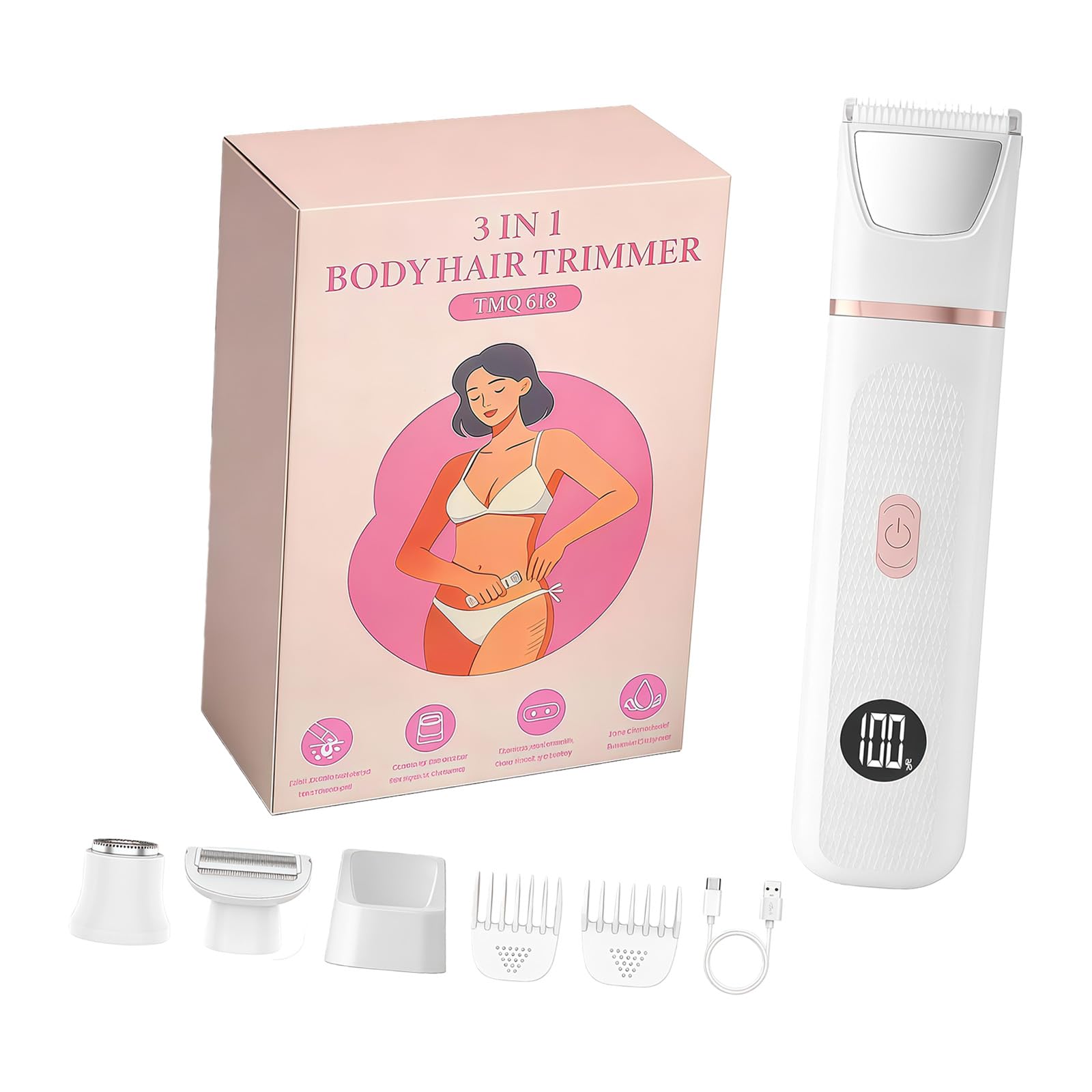 Regolatore per il corpo senza fili da donna, ricaricabile, uso bagnato e asciutto, design leggero