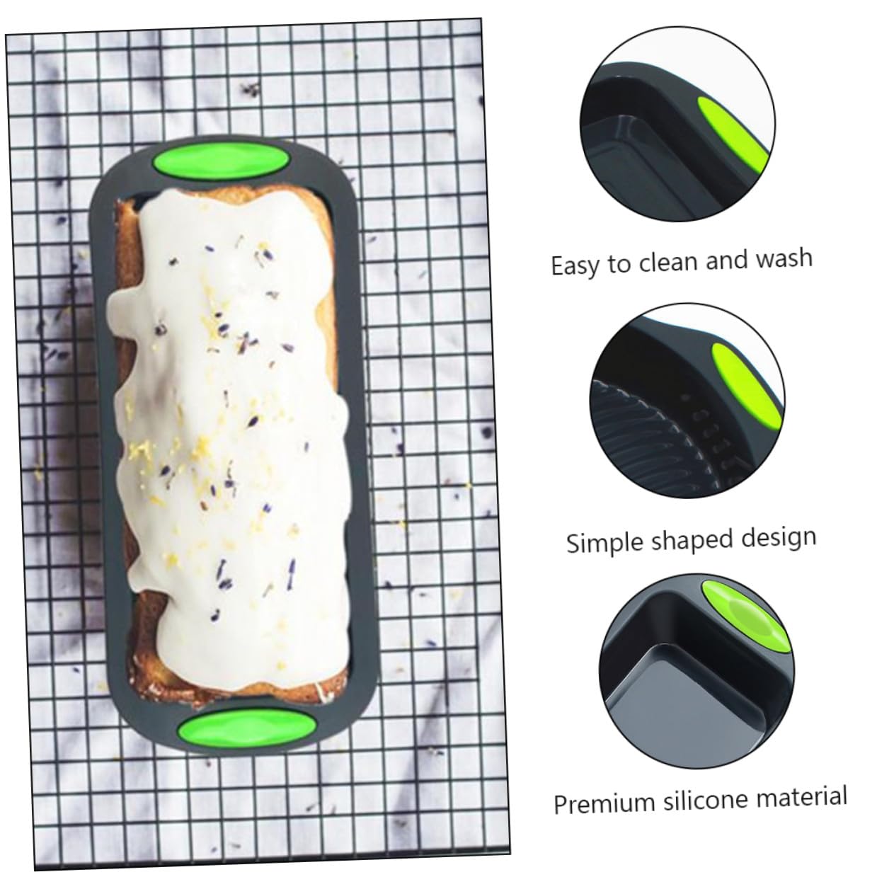 Beavorty Molde para Hornear Pasteles y Pan Kit de 5 Moldes de Silicona Resistentes para Repostería en Cocina Gris Práctico para Uso Diario