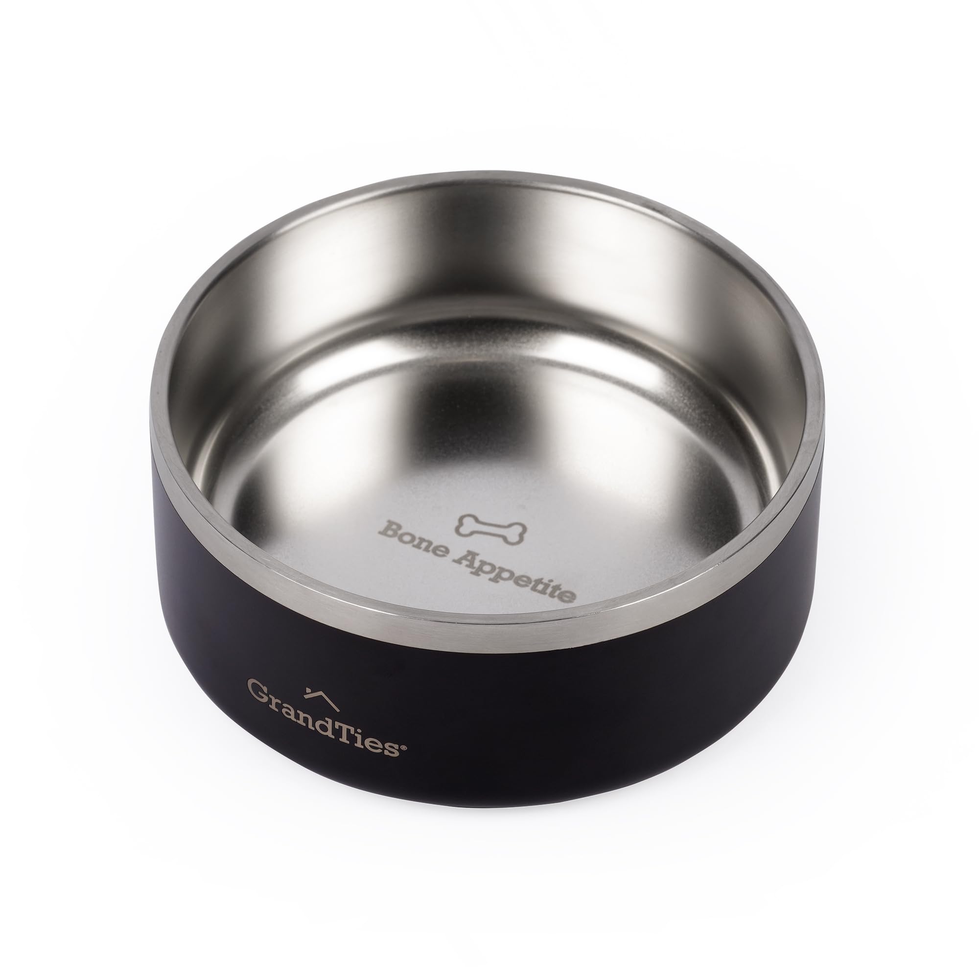 GrandTies Stainless Steel Engraved Pet Bowl | Reusable BPA-Free Insulated Pet Bowls | Large Heavy Duty Non Skid Spill Proof Dog Bowl | Outdoor Dog Water Bowl (18oz, Midnight Black) โ image 1