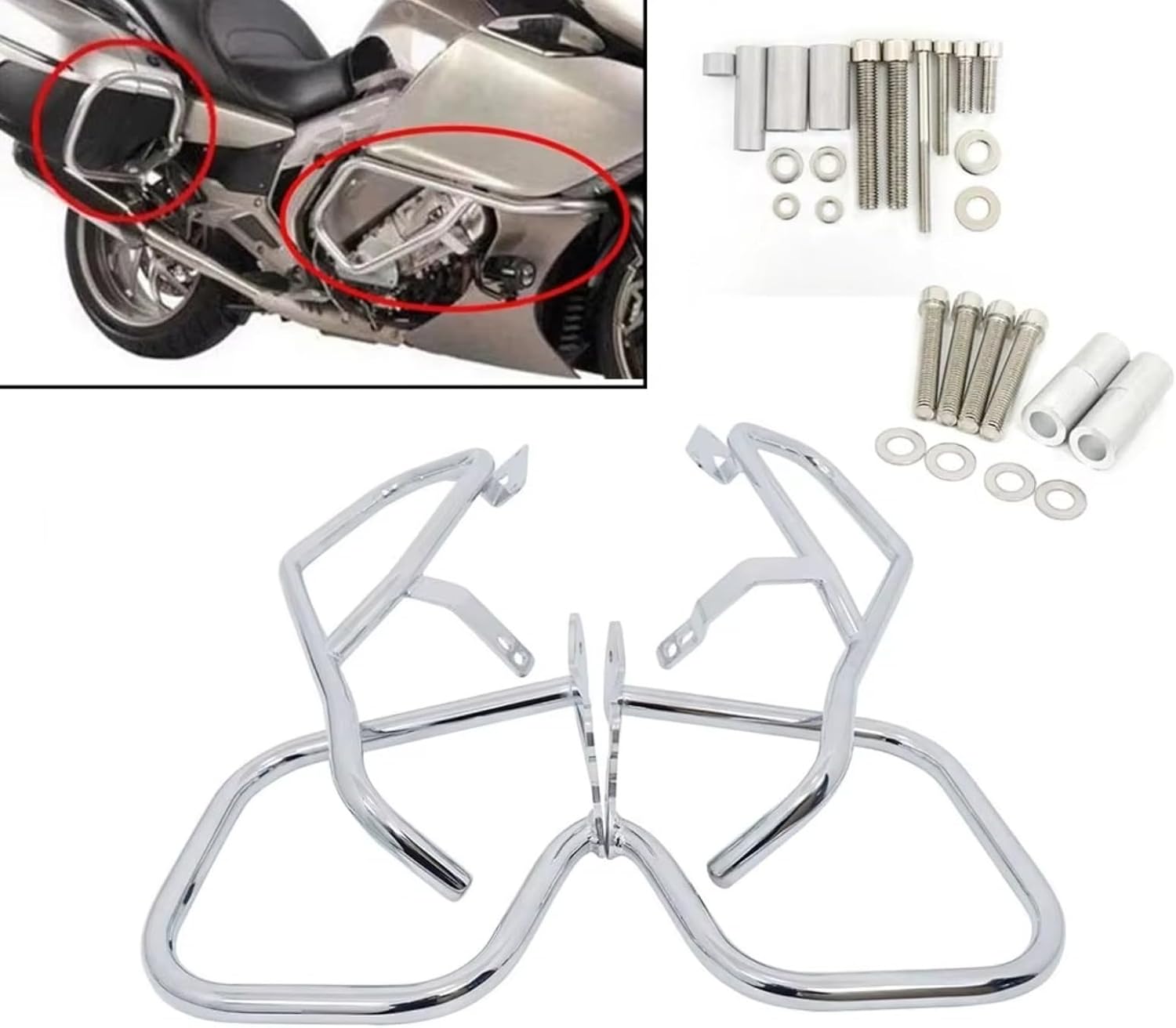 Highway Crash Protection Bar Engine Guard Side Box Bumper Stunt Cage Chrome for BMW K1600 GT GTL 2011-2023 2021(Rear)