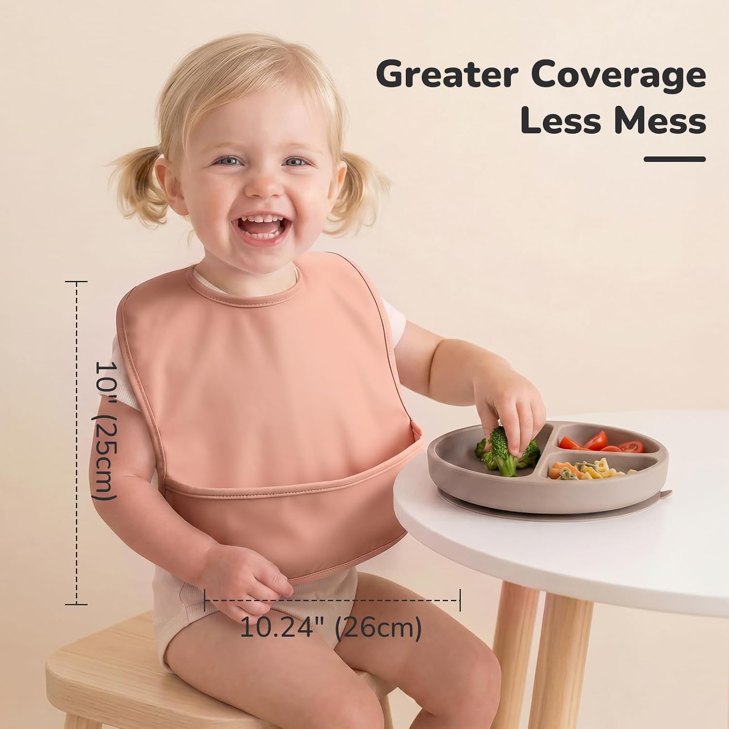 POIKSHARK 4-Pack Waterproof Baby Feeding Bibs with Large Food Catcher – Toddler Apron for Eating, Easy to Put On & Clean, Baby Eating Essentials, Baby Shower (Pink)
