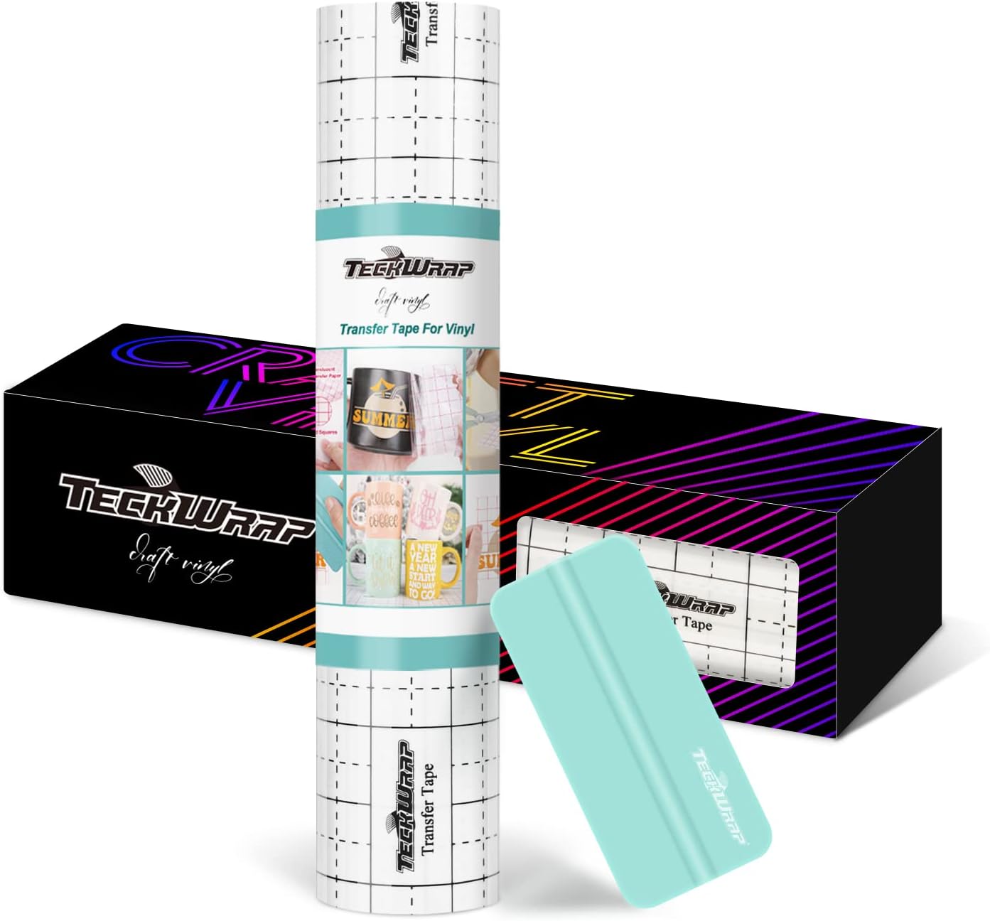 TECKWRAP 12” x 30FT Black Grid Vinyl Transfer Tape, Medium Tack, Perfect for Craft, Signs, Stickers, Decals, Walls, Doors, Windows