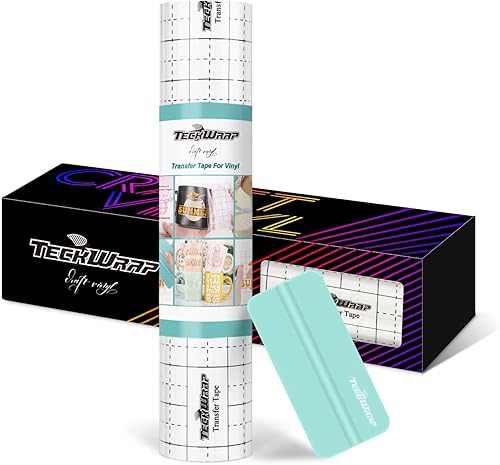 Miniatura 6 de TECKWRAP Cinta de transferencia para vinilo de adherencia mediana de 6 pulgadas x 30 pies, cinta de aplicación de rejilla negra, perfecta para