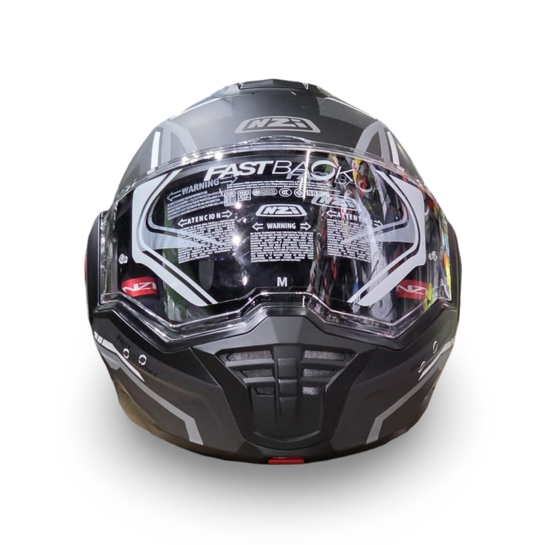 NZI Casco Modular NZI Fastback Shadow Duo 180º Negro Mate Gris Abatible con Visor Solar - Unisex Hombre y Mujer - Homologado P/J ECE 22.06 Talla M