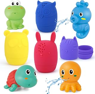 wakeInsa Mold Free Bath Toys,Machine Washable,Baby Bath Toys,Bathtub Toys,Water Toys,Infant Toys 6-12 Months,No Mold Bath Toys for Toddlers 1-3