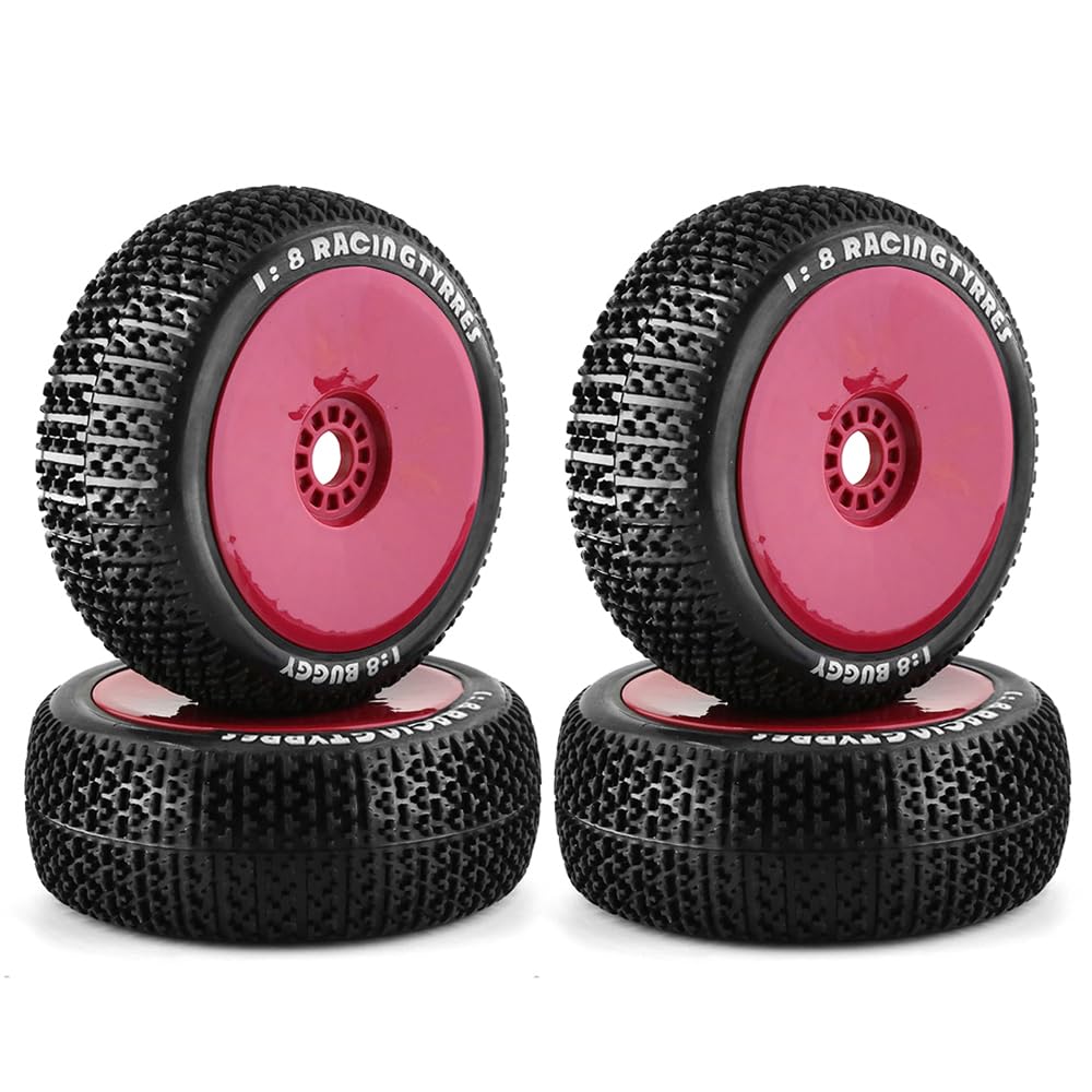 Pneus Tout-Terrain 116mm XZEIT pour Buggy 1/8 avec Jantes Rouges Robustes