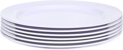 Miniatura 8 de Webbylee Platos llanos de melamina, juego de 6 platos de 11 pulgadas para uso en interiores y exteriores, color blanco