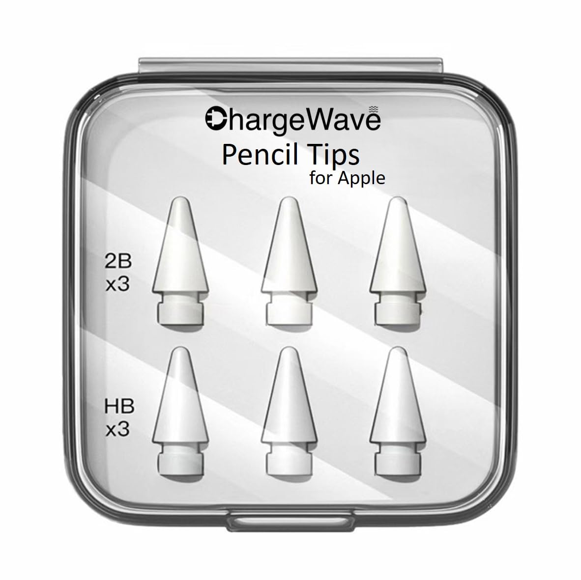ChargeWave [6 Pack] Pencil Tips for Apple Pencil 2nd/1st Gen/Pencil Pro/Pencil USB-C, Replacement Nibs with High Precision, Pressure Sensitivity, No Lag, Silent, Smooth, No Scratches & Wear Resistant