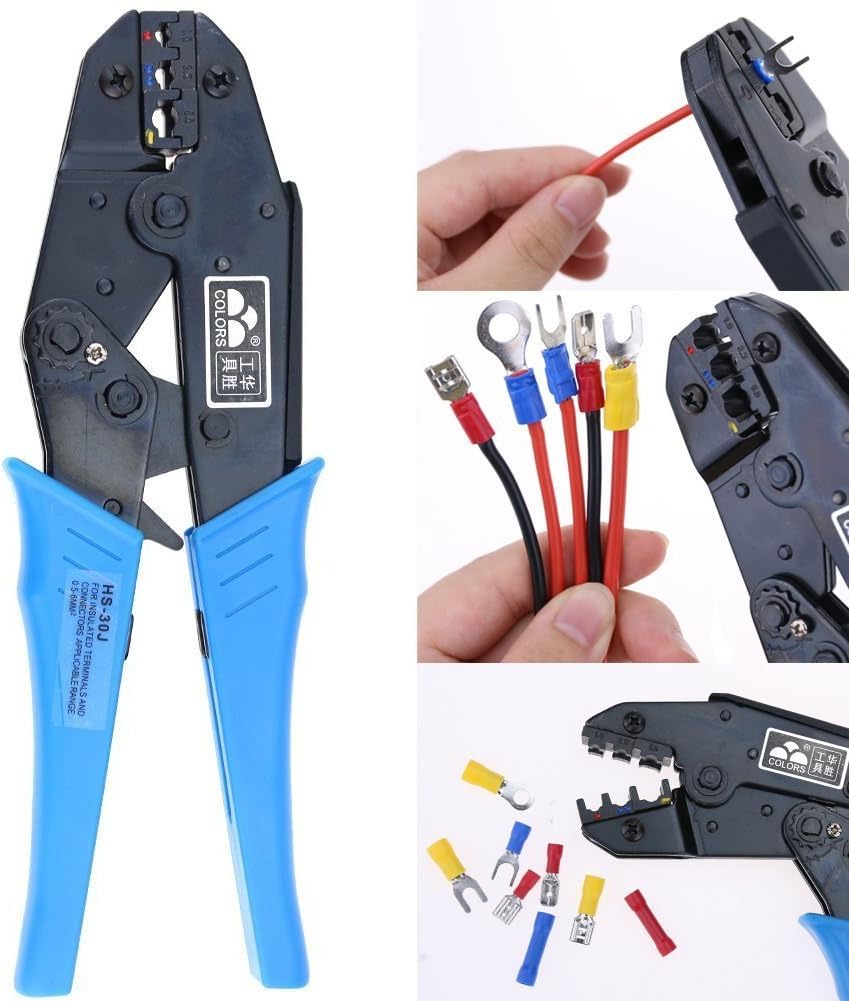 Hilitchi Professional Insulated Wire Terminals Connectors Ratcheting Crimper Tool for 22-10AWG
