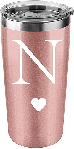 Miniatura 8 de Calltoge Regalos iniciales personalizados, vaso de viaje de acero inoxidable de 20 onzas, taza insultada de oro rosa, regalo de boda, dama de honor,