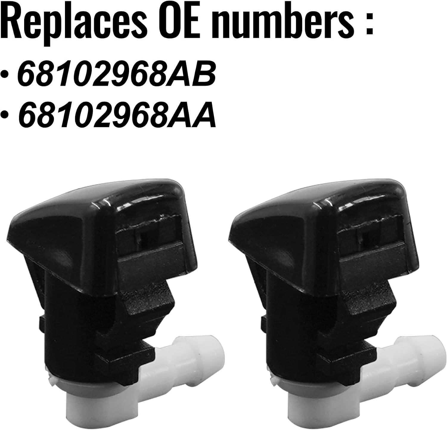 68102968AB 68102968AA 55112832AA 68145941AA Windshield Washer Nozzles Kit (2 Nozzles + Hose + 4 Adapters) for Jeep Cherokee 2014-2023 for Chrysler 200 2015-2017 Easy to Install