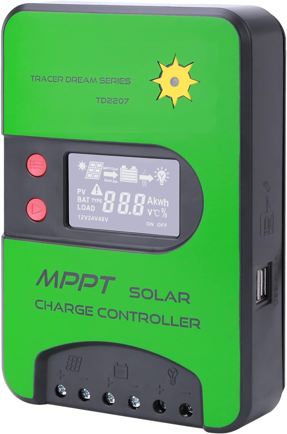 Beleeb 12V/24V 20A MPPT Solar Charge Controller,75V Max Input, PV Limited Power Input,Built-in Operation Log A and Temperature Compensation