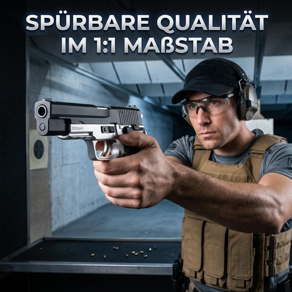 Softair Pistole Vollmetall <0,5 Jule 6 mm BB Federdruck Softair HA-113BS Airsoft Pistole 20 cm, 548 Gramm