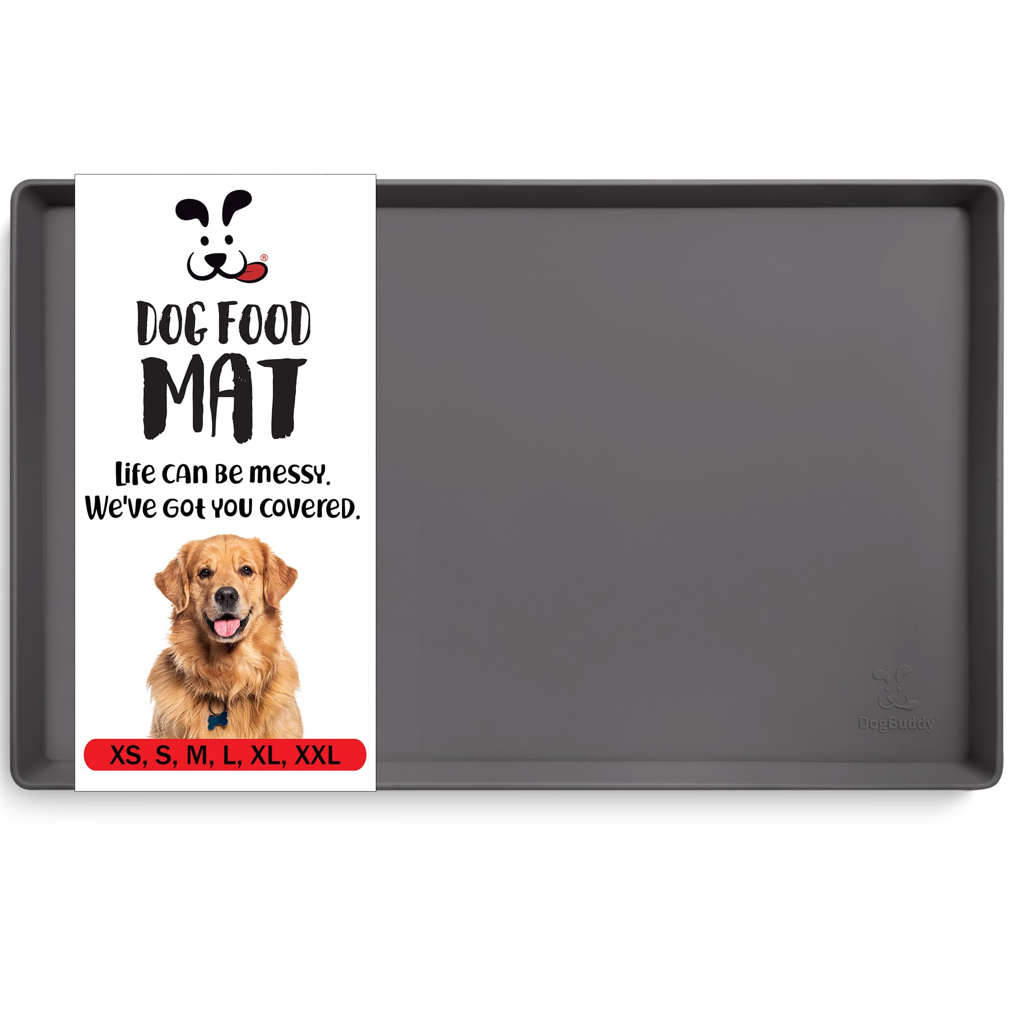 DogBuddy Dog Food Mat – Waterproof Dog Bowl Mat for Food and Water, Silicone Pet Feeding Mats for Floors, Non-Slip Placemat with High Edges for Dogs