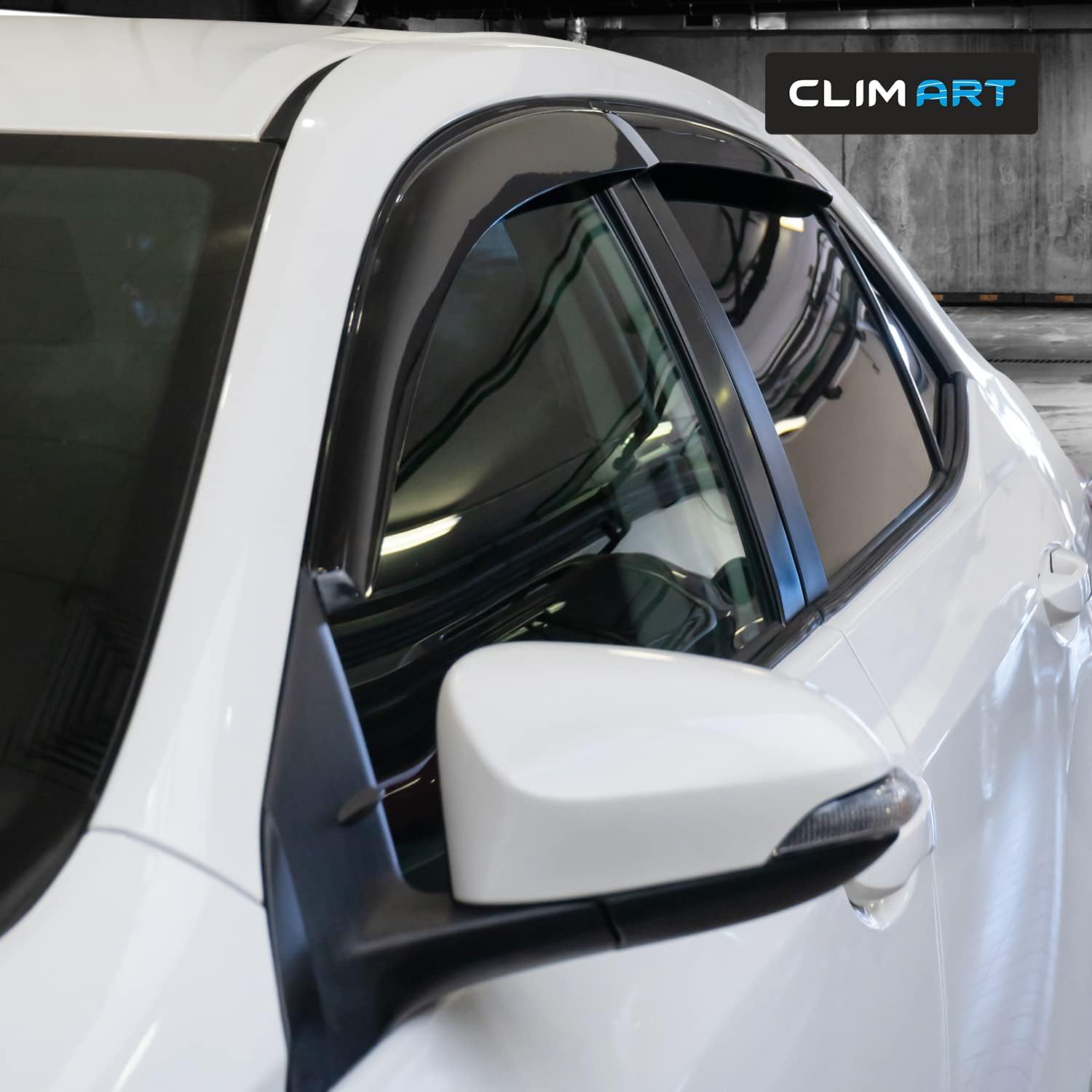 CLIM ART Incredibly Durable Rain Guards for Toyota Corolla 2014-2019 Sedan, Original Tape-on Window Deflectors, Vent Deflector, Vent Window Visors, Dark Smoke, Truck Accessories, 4pcs- 414107LP